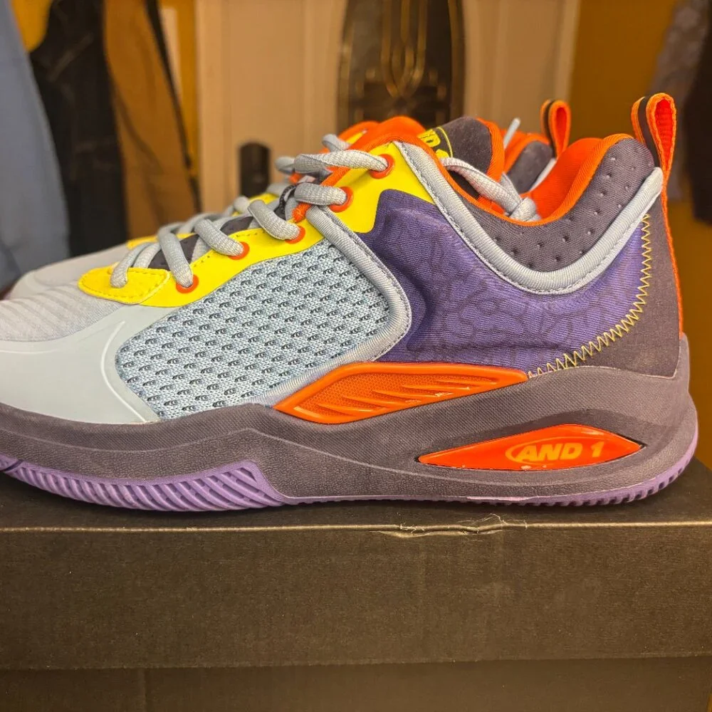 AND1 Delta TPR Basketball Sneakers Men’s 9 | Blue Purple Orange | New w/ Box - Picture 5 of 7
